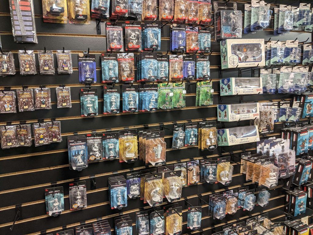 Role Playing Games Miniature products on wall